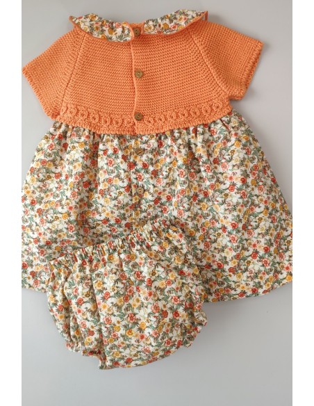 VESTIDO CON BRAGUITA "PARIS" DE PANGASA BABY, NARANJA. VERANO 22.