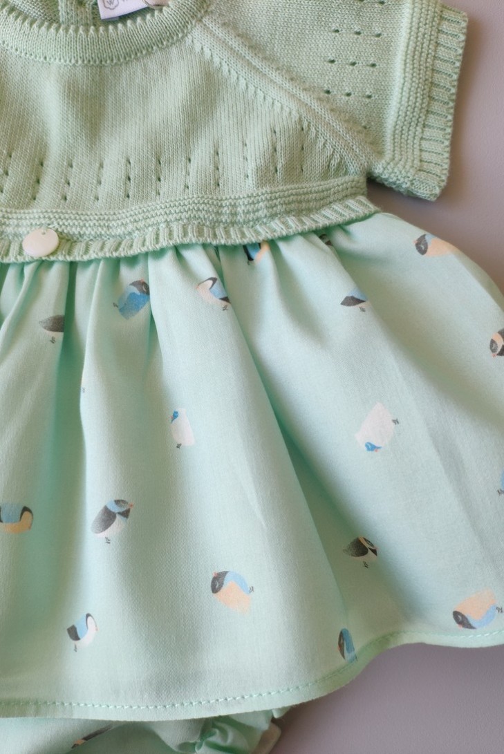 CONJUNTO BEBÉ NIÑA CAMISA Y BRAGUITA COLOR VERDE DE WEDOBLE.