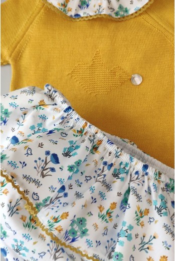 CONJUNTO NIÑA "SPRING LOVER" DE PANGASA BABY, MOSTAZA. VERANO 22. 2