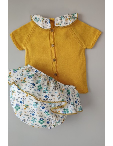 CONJUNTO NIÑA "SPRING LOVER" DE PANGASA BABY, MOSTAZA. VERANO 22.