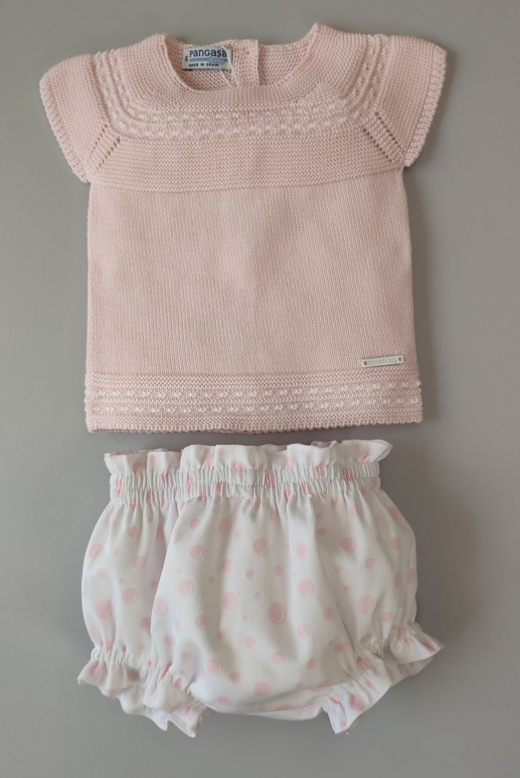 CONJUNTO NIÑA "POMPAS" DE PANGASA BABY, ROSA BEBÉ. VERANO 22.