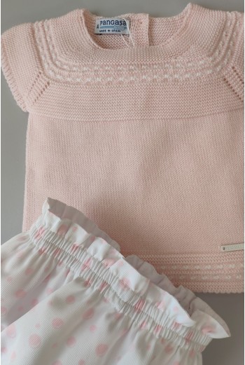 CONJUNTO NIÑA "POMPAS" DE PANGASA BABY, ROSA BEBÉ. VERANO 22. 2