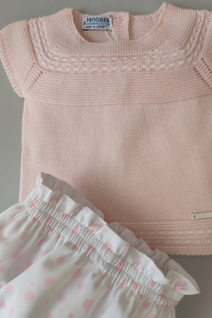 CONJUNTO NIÑA "POMPAS" DE PANGASA BABY, ROSA BEBÉ. VERANO 22.