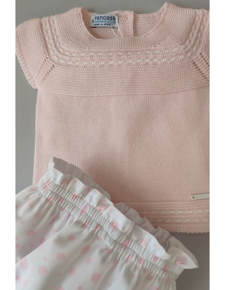 CONJUNTO NIÑA "POMPAS" DE PANGASA BABY, ROSA BEBÉ. VERANO 22.