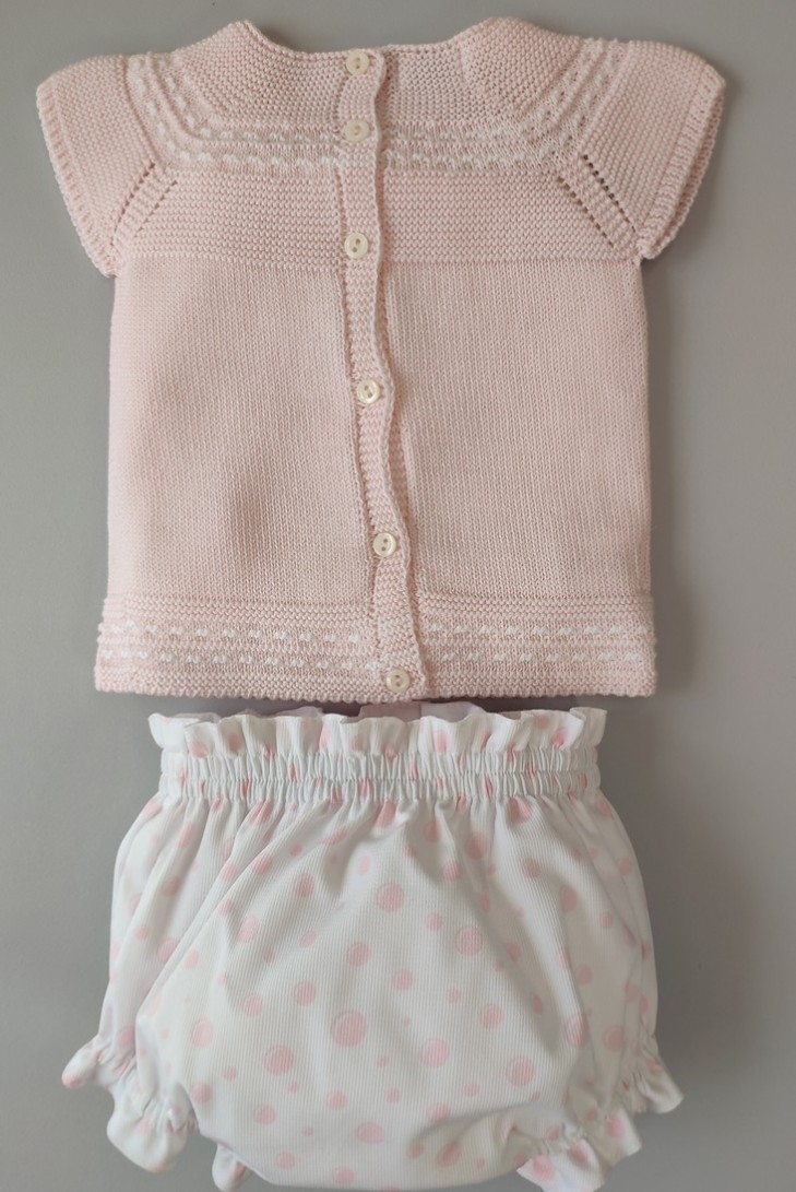 CONJUNTO NIÑA "POMPAS" DE PANGASA BABY, ROSA BEBÉ. VERANO 22.