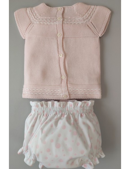 CONJUNTO NIÑA "POMPAS" DE PANGASA BABY, ROSA BEBÉ. VERANO 22.