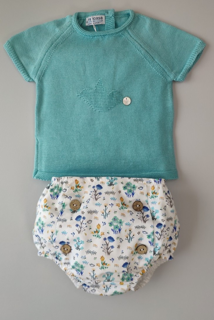 CONJUNTO NIÑO "SPRING LOVER" DE PANGASA BABY, TURQUESA. VERANO 22.