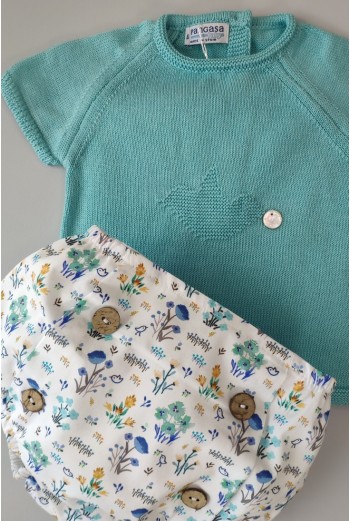 CONJUNTO NIÑO "SPRING LOVER" DE PANGASA BABY, TURQUESA. VERANO 22. 2