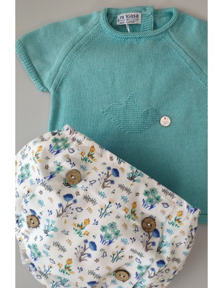 CONJUNTO NIÑO "SPRING LOVER" DE PANGASA BABY, TURQUESA. VERANO 22.