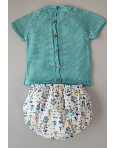 CONJUNTO NIÑO "SPRING LOVER" DE PANGASA BABY, TURQUESA. VERANO 22.