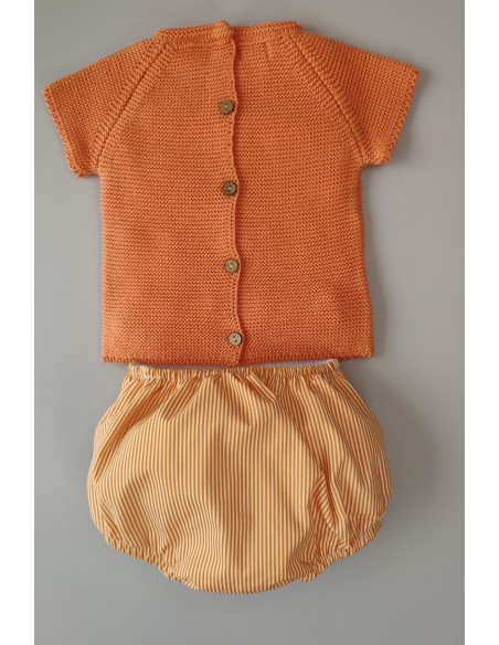CONJUNTO NIÑO "PARIS" DE PANGASA BABY, NARANJA. VERANO 22.