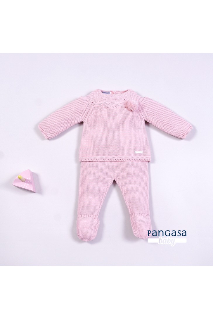 CONJUNTO PRIMERA PUESTA MOCETA DE PANGASA BABY, ROSA EMPOLVADO. INVIERNO 22.