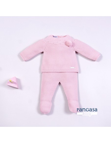CONJUNTO PRIMERA PUESTA MOCETA DE PANGASA BABY, ROSA EMPOLVADO. INVIERNO 22.
