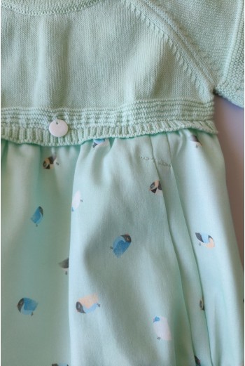 RANITA BEBÉ NIÑO ESTAMPADO PÁJAROS COLOR VERDE DE WEDOBLE. 2