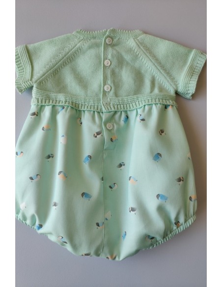 RANITA BEBÉ NIÑO ESTAMPADO PÁJAROS COLOR VERDE DE WEDOBLE.