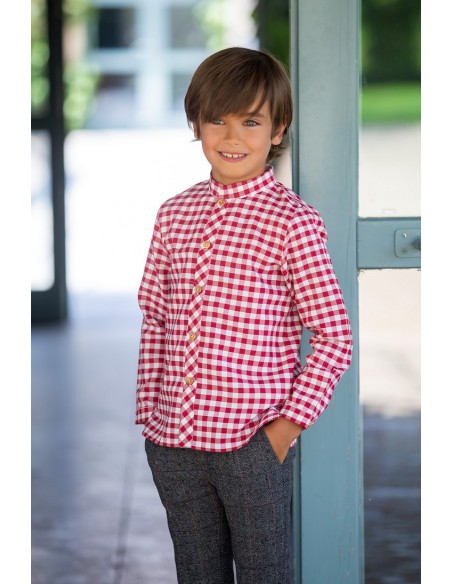 CAMISA NIÑO VICHY ROJO, C.DÁLMATA. KID'S CHOCOLATE.INVIERNO 22.