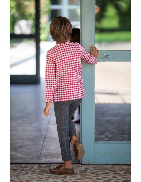 CAMISA NIÑO VICHY ROJO, C.DÁLMATA. KID'S CHOCOLATE.INVIERNO 22.