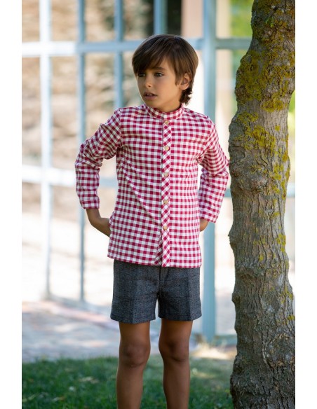 CAMISA NIÑO VICHY ROJO, C.DÁLMATA. KID'S CHOCOLATE.INVIERNO 22.