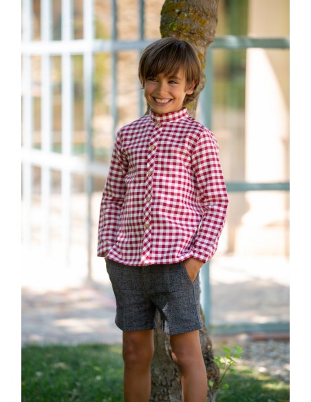CAMISA NIÑO VICHY ROJO, C.DÁLMATA. KID'S CHOCOLATE.INVIERNO 22.