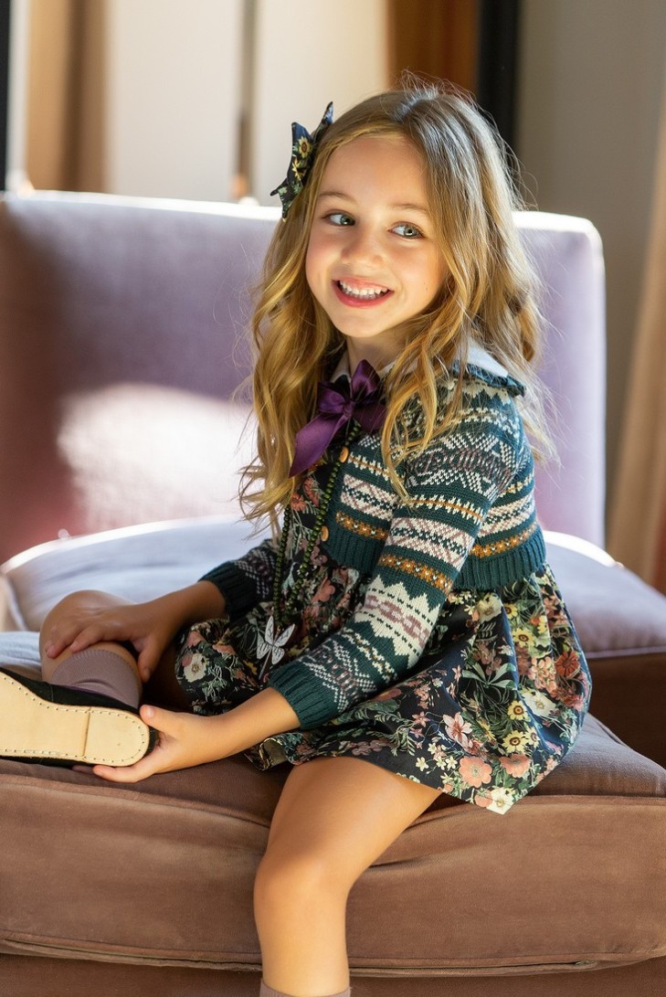 CHAQUETA CENEFA JACQUARD, LIBÉLULAS. KID'S CHOCOLATE.INVIERNO 22.