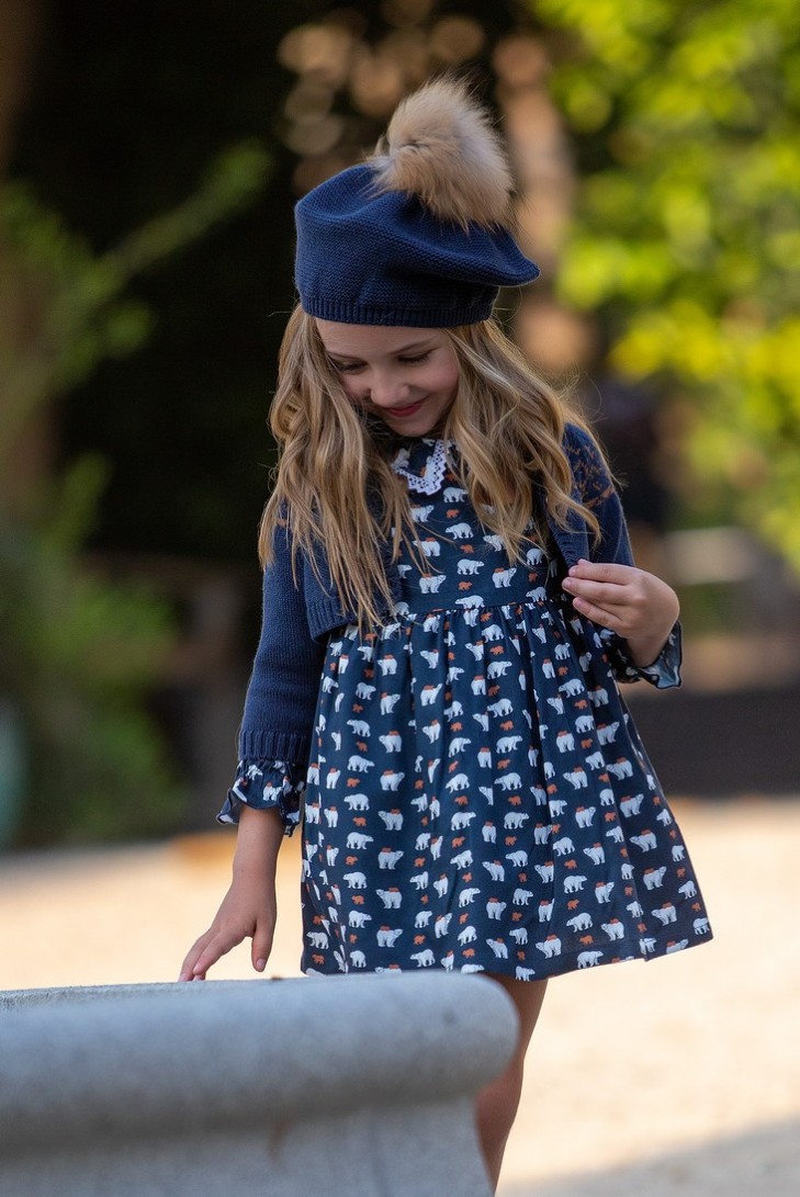 CHAQUETA JACQUARD NAVY, OSOS POLARES. KID'S CHOCOLATE.INVIERNO 22.
