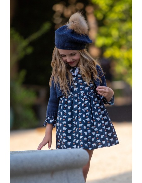 CHAQUETA JACQUARD NAVY, OSOS POLARES. KID'S CHOCOLATE.INVIERNO 22.