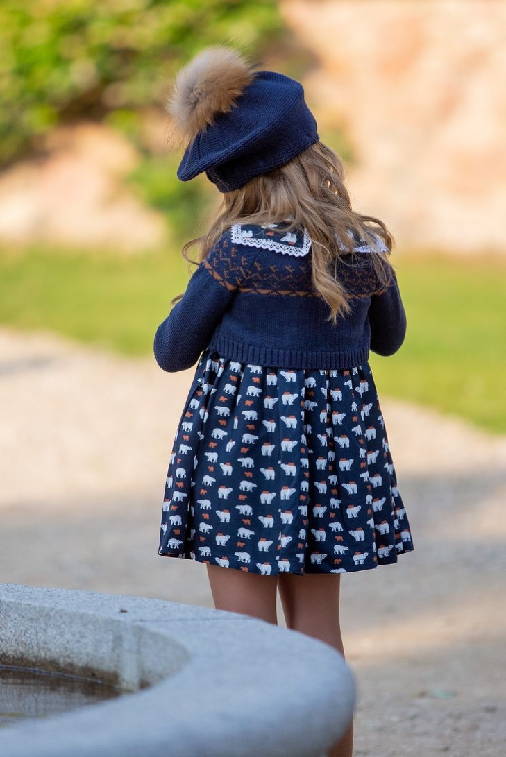 CHAQUETA JACQUARD NAVY, OSOS POLARES. KID'S CHOCOLATE.INVIERNO 22.