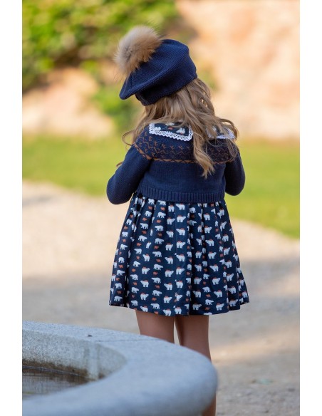 CHAQUETA JACQUARD NAVY, OSOS POLARES. KID'S CHOCOLATE.INVIERNO 22.