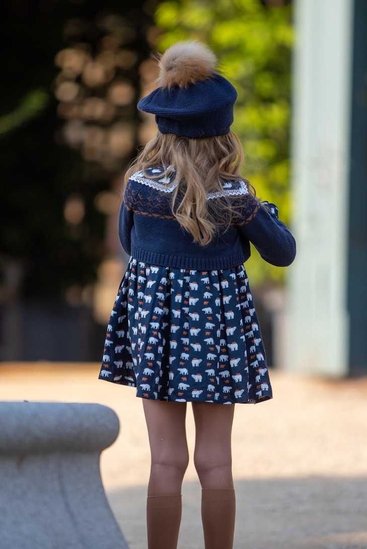 CHAQUETA JACQUARD NAVY, OSOS POLARES. KID'S CHOCOLATE.INVIERNO 22.