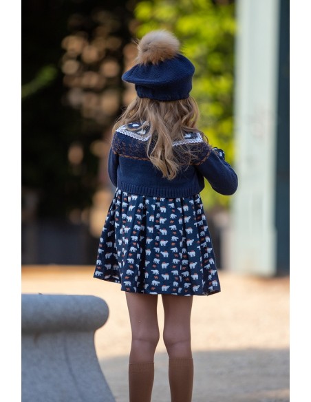 CHAQUETA JACQUARD NAVY, OSOS POLARES. KID'S CHOCOLATE.INVIERNO 22.