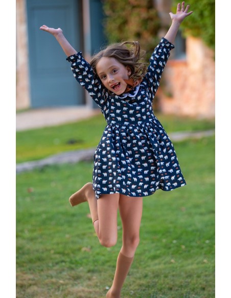 VESTIDO OSOS POLARES(TALLA GRANDE). KID'S CHOCOLATE. INVIERNO 22.