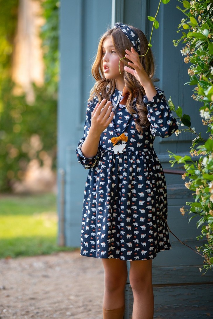 VESTIDO OSOS POLARES(TALLA GRANDE). KID'S CHOCOLATE. INVIERNO 22.