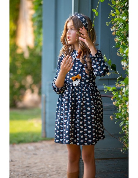 VESTIDO OSOS POLARES(TALLA GRANDE). KID'S CHOCOLATE. INVIERNO 22.