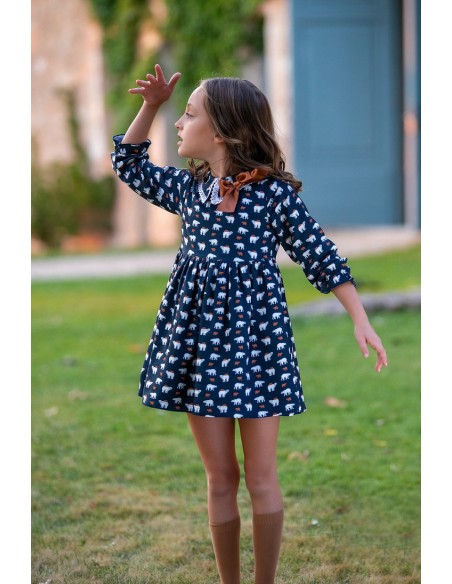 VESTIDO OSOS POLARES(TALLA GRANDE). KID'S CHOCOLATE. INVIERNO 22.