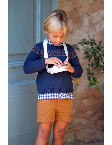 JERSEY JACQUARD NAVY, OSOS POLARES. KID'S CHOCOLATE.INVIERNO 22.