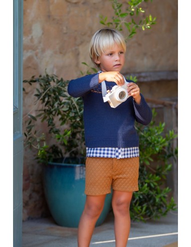 JERSEY JACQUARD NAVY, OSOS POLARES. KID'S CHOCOLATE.INVIERNO 22.