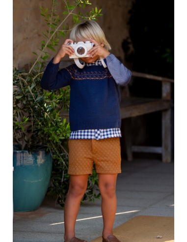 JERSEY JACQUARD NAVY, OSOS POLARES. KID'S CHOCOLATE.INVIERNO 22.