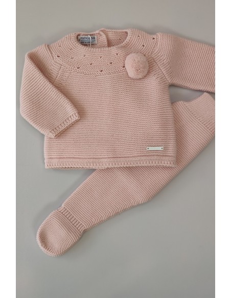 CONJUNTO PRIMERA PUESTA MOCETA DE PANGASA BABY, ROSA EMPOLVADO. INVIERNO 22.