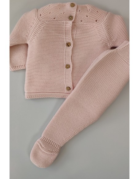 CONJUNTO PRIMERA PUESTA MOCETA DE PANGASA BABY, ROSA EMPOLVADO. INVIERNO 22.