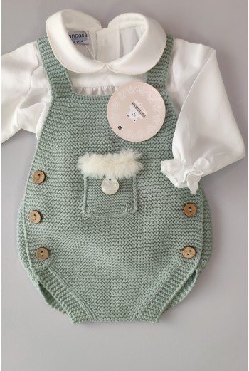 PETO BOLSILLO UNISEX DE PANGASA BABY, VERDE EMPOLVADO. INVIERNO 22. 2