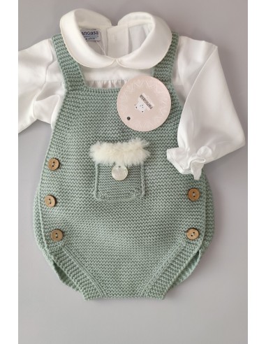 PETO BOLSILLO UNISEX DE PANGASA BABY, VERDE EMPOLVADO. INVIERNO 22.