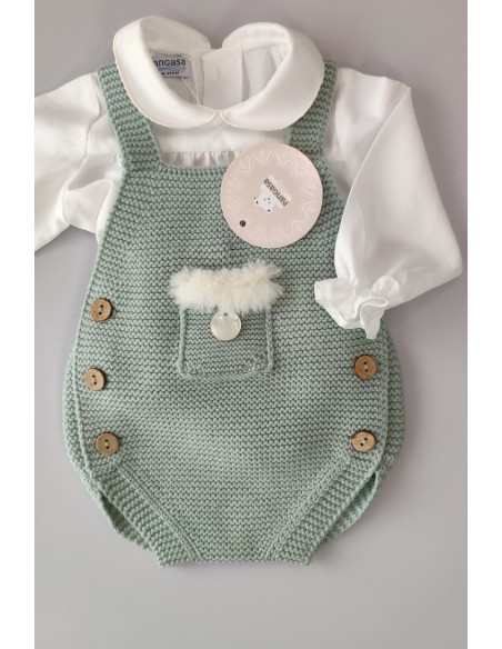 PETO BOLSILLO UNISEX DE PANGASA BABY, VERDE EMPOLVADO. INVIERNO 22.