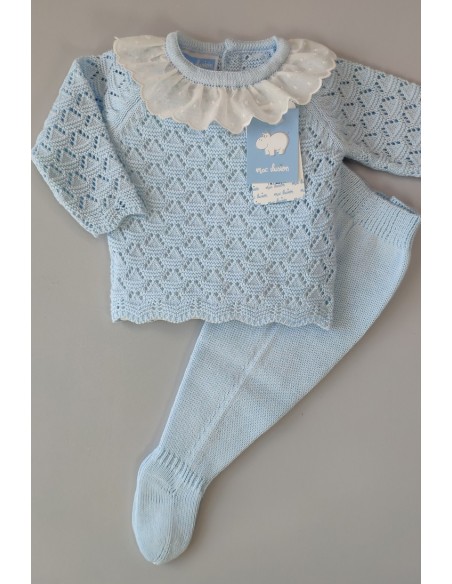 CONJUNTO JUBÓN Y POLAINA UNISEX HINOJO, CELESTE. VERANO 23.
