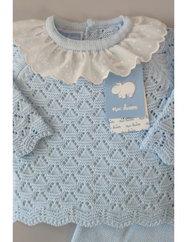 CONJUNTO JUBÓN Y POLAINA UNISEX HINOJO, CELESTE. VERANO 23.