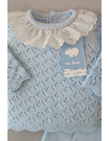 CONJUNTO JUBÓN Y POLAINA UNISEX HINOJO, CELESTE. VERANO 23.