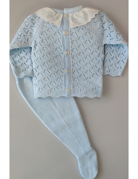 CONJUNTO JUBÓN Y POLAINA UNISEX HINOJO, CELESTE. VERANO 23.