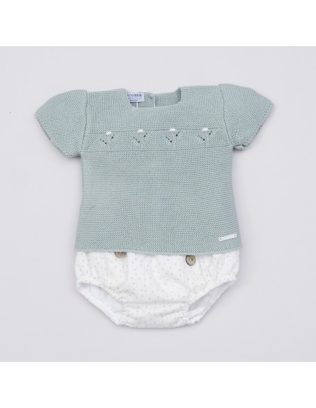 CONJUNTO NIÑO LUNARES DE PANGASA BABY, VERDE MINT. VERANO 23.