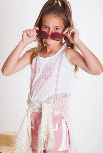 CAMISETA NIÑA BEIGE, VINTAGE. VERANO 23. 2