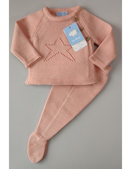 CONJUNTO JUBÓN Y POLAINA ANÍS DE ESTRELLA, PAPAYA. VERANO 23.