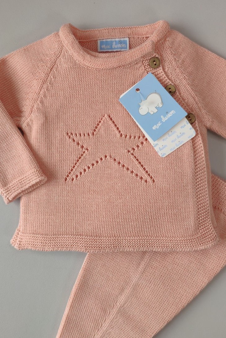 CONJUNTO JUBÓN Y POLAINA ANÍS DE ESTRELLA, PAPAYA. VERANO 23.